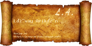 Lévay Arikán névjegykártya